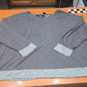 Cacique Gray Long Sleeve PJ  Top with Bow Detail